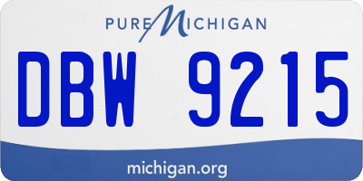 MI license plate DBW9215