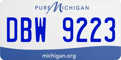 MI license plate DBW9223