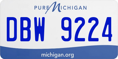 MI license plate DBW9224