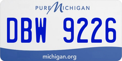 MI license plate DBW9226