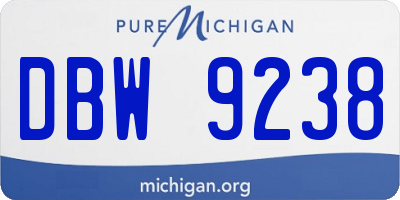 MI license plate DBW9238