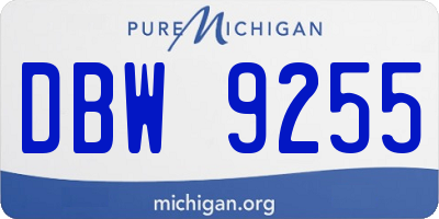 MI license plate DBW9255