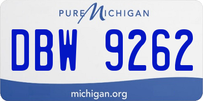 MI license plate DBW9262