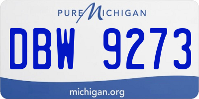 MI license plate DBW9273