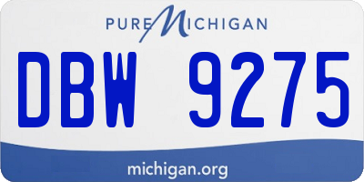 MI license plate DBW9275