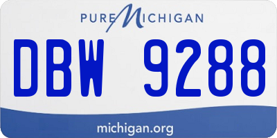 MI license plate DBW9288