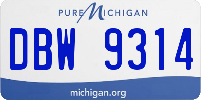 MI license plate DBW9314