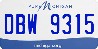 MI license plate DBW9315