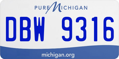 MI license plate DBW9316