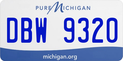MI license plate DBW9320