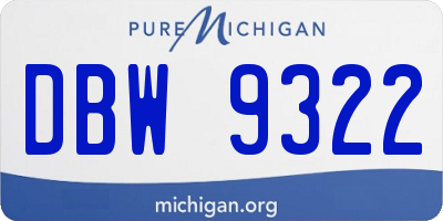 MI license plate DBW9322