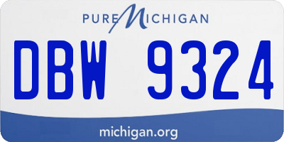 MI license plate DBW9324