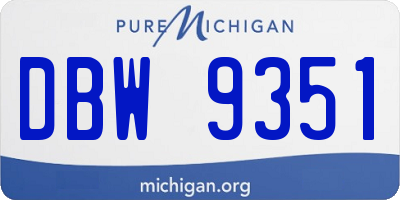 MI license plate DBW9351