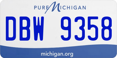MI license plate DBW9358