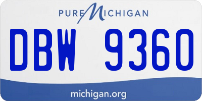 MI license plate DBW9360
