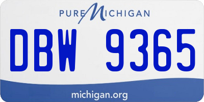 MI license plate DBW9365