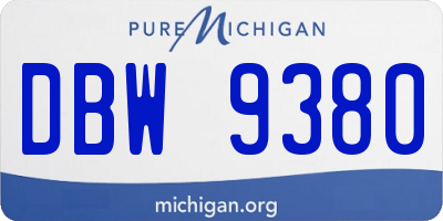 MI license plate DBW9380