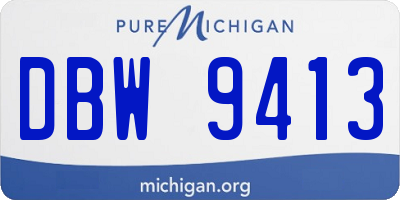 MI license plate DBW9413