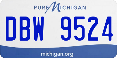 MI license plate DBW9524