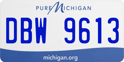 MI license plate DBW9613