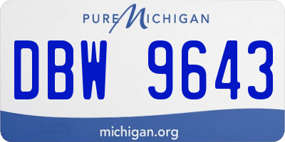 MI license plate DBW9643