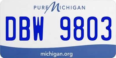 MI license plate DBW9803