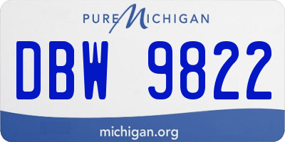 MI license plate DBW9822