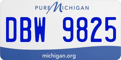 MI license plate DBW9825