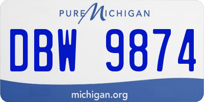 MI license plate DBW9874