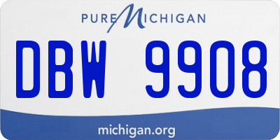 MI license plate DBW9908