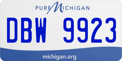 MI license plate DBW9923