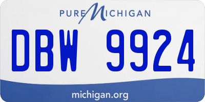 MI license plate DBW9924