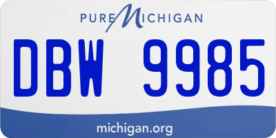 MI license plate DBW9985