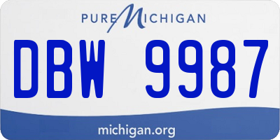 MI license plate DBW9987