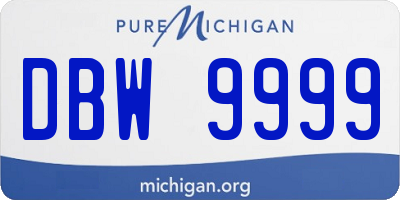 MI license plate DBW9999
