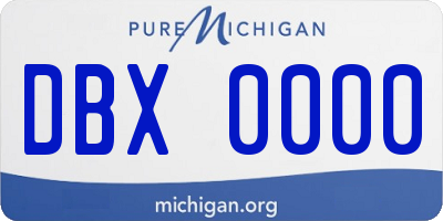 MI license plate DBX0000