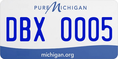 MI license plate DBX0005