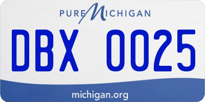 MI license plate DBX0025