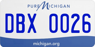 MI license plate DBX0026
