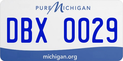 MI license plate DBX0029