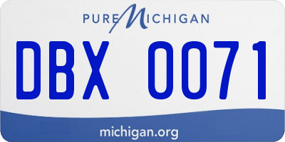MI license plate DBX0071