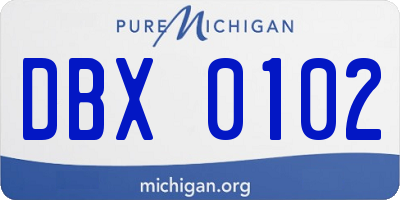 MI license plate DBX0102