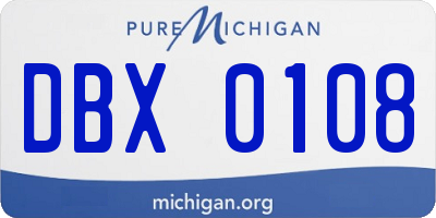MI license plate DBX0108