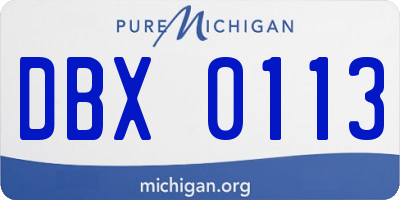 MI license plate DBX0113