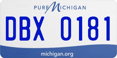 MI license plate DBX0181