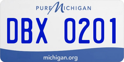 MI license plate DBX0201