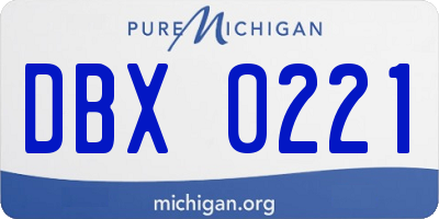 MI license plate DBX0221