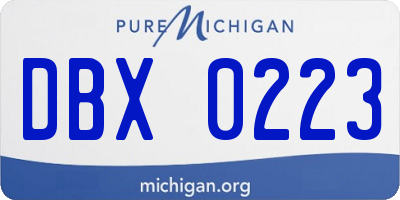 MI license plate DBX0223