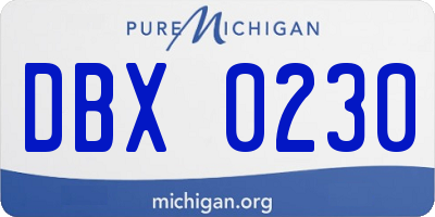 MI license plate DBX0230