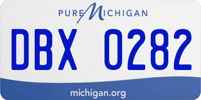 MI license plate DBX0282